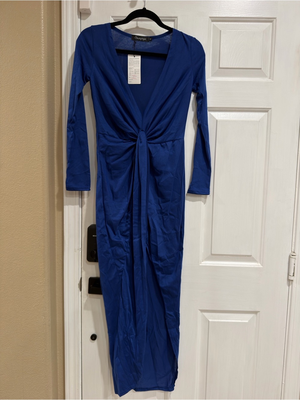 Naya Royal Blue Long Sleeve Knot-Front Maxi Dress